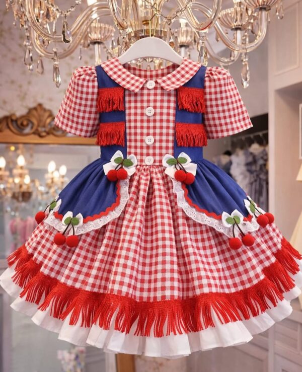vestido junino xadrez vermelho cereja