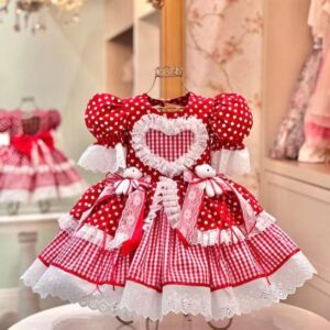 vestido junino ursinha vermelho